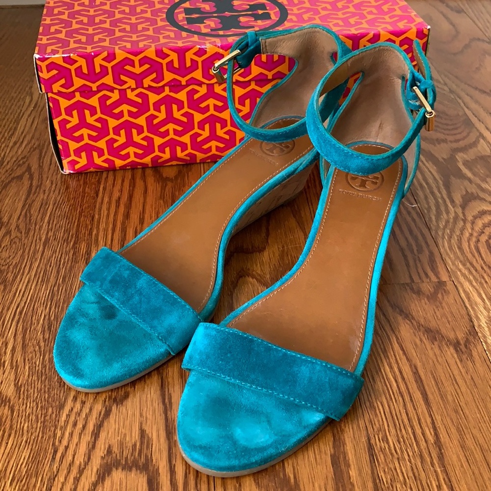 Tory Burch Teal Wedges - Size 9